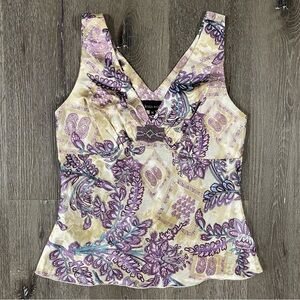 DESIGN WORKS Short Sleeve Women’s Blouse Size Medium Paisley Vintage Y2K